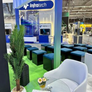 Corporate event booth with branding