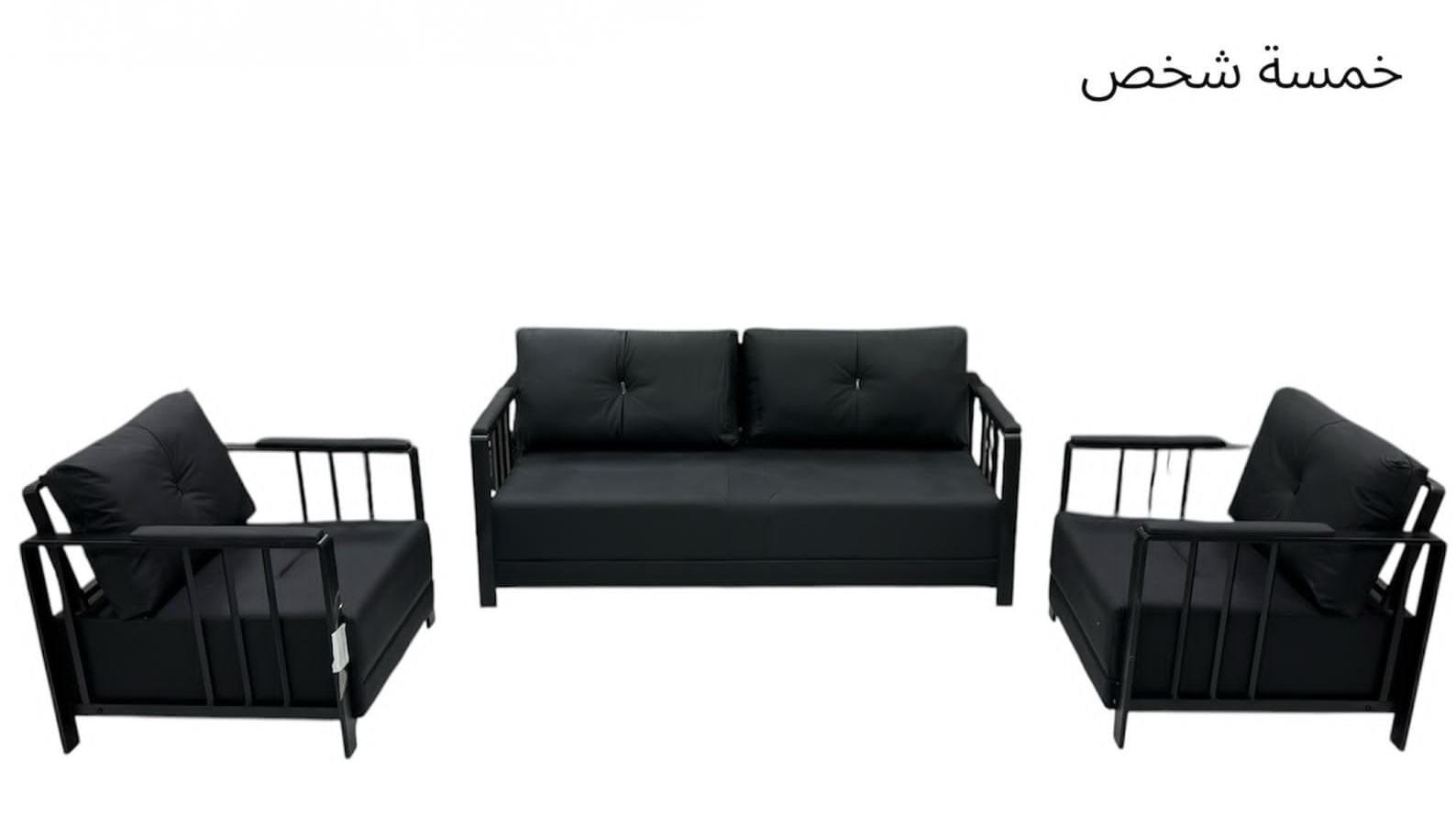 Modern Black Metal Frame Sofa Set